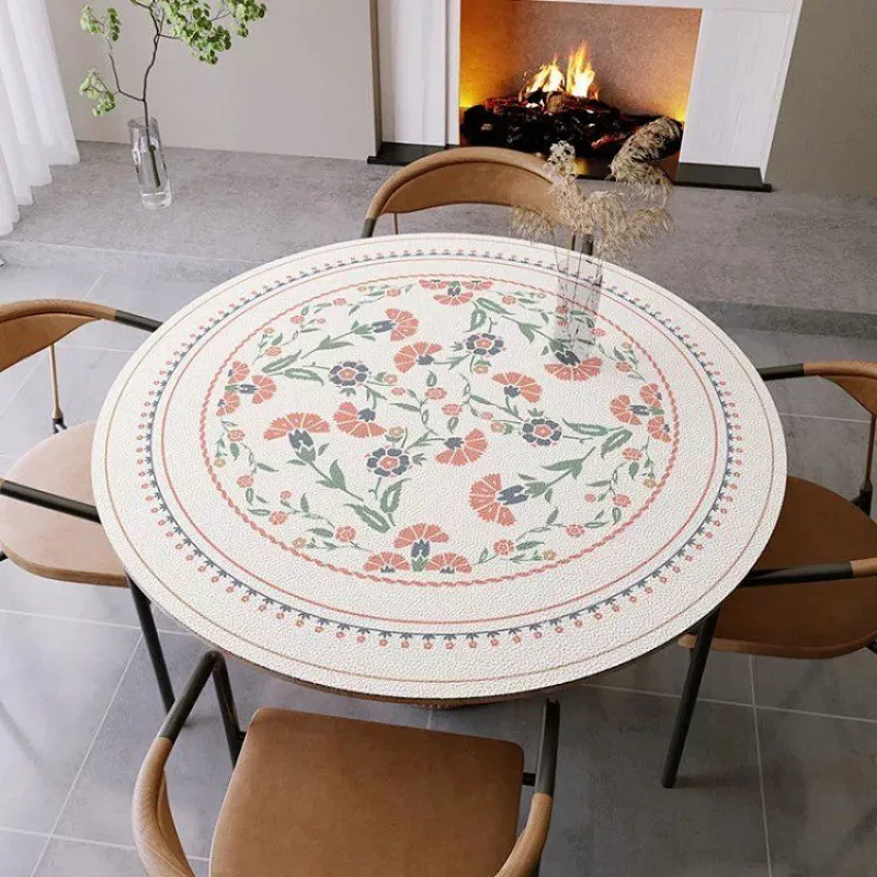 

Round Table Cushion Table Cloth Leather Silicone Small Coffee Table Waterproof and Scalding Resistant Table Protective Cloth