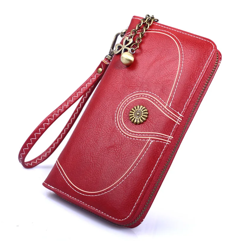 

Women 2023 Luxury Brand Leather Wallets Long Zipper Coin Purses Design Clutch Wallets Female Money Bag Credit Card Holder Wrist