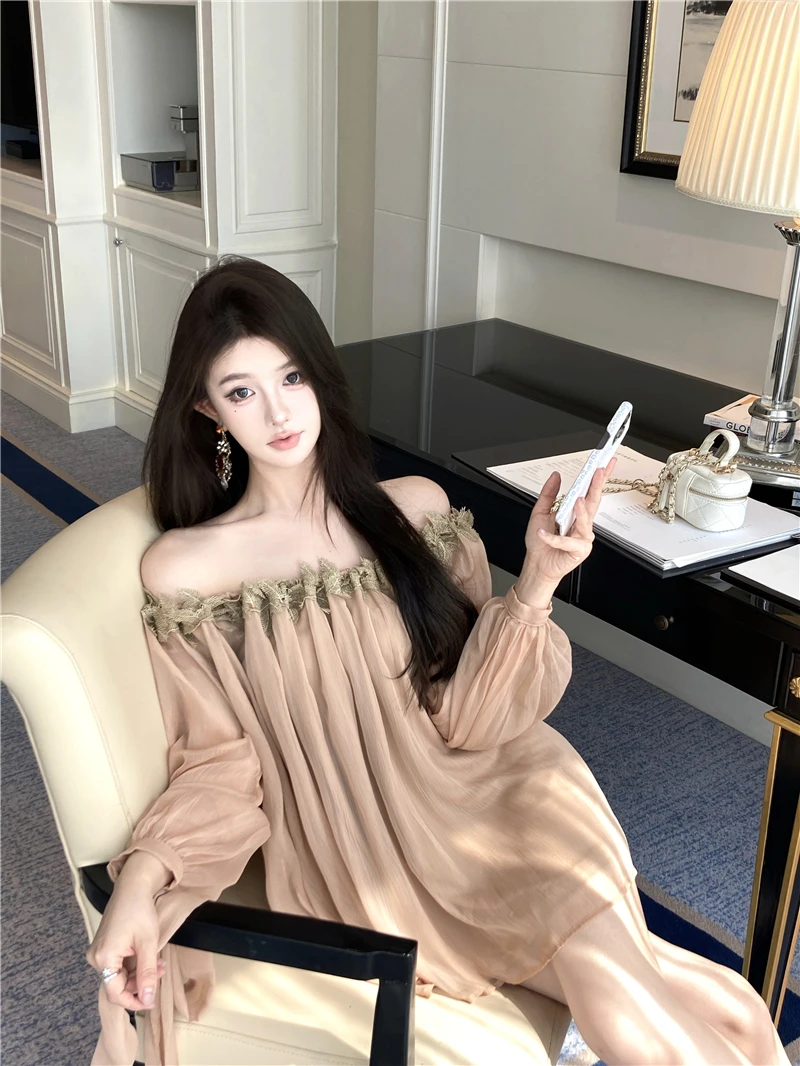 MiiiiX Fairycore Стиль Шифоновая блузка с открытыми плечами и Женская рубашка без