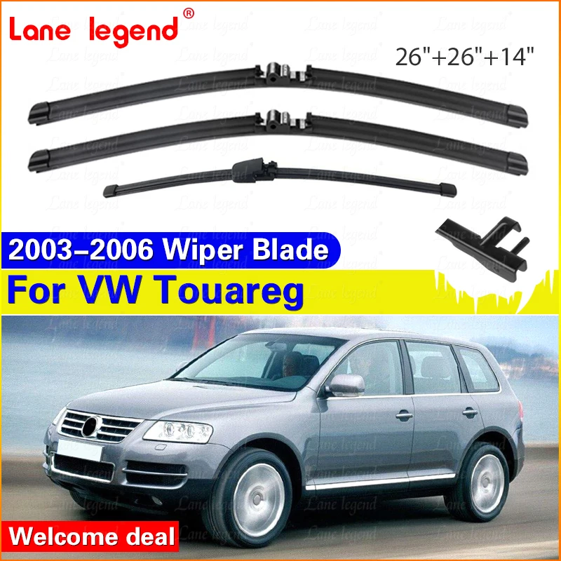 

3 шт., набор передних и задних щеток стеклоочистителя для VW Touareg 2003 2004 2005 2006, щетки для лобового стекла 26 "+ 26" + 14"