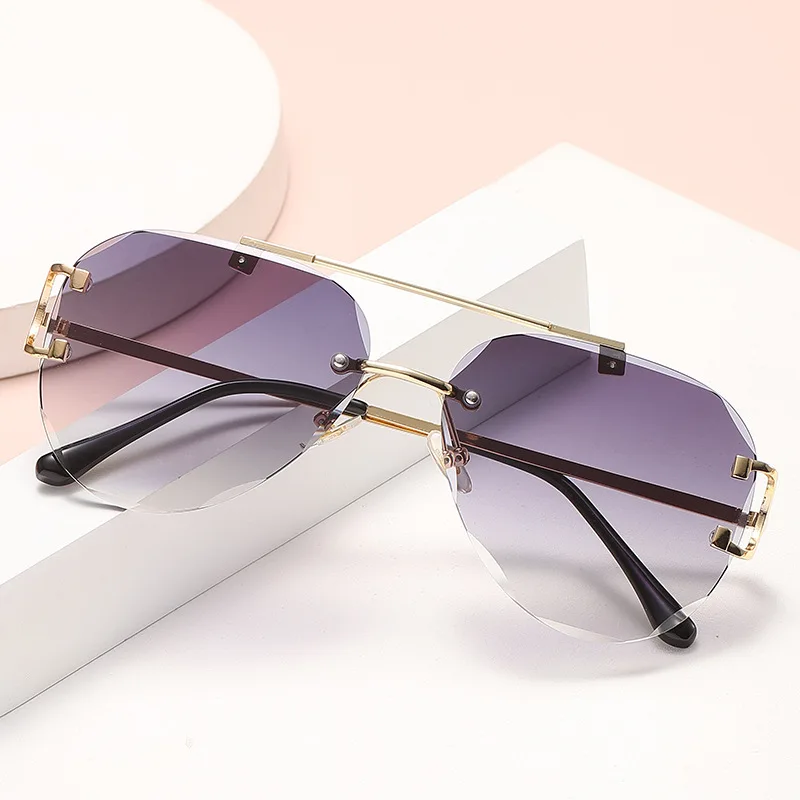 

Vintage Rimless Alloy Pilot Sunglasses for Men Women 2023 Gradient Sun Glasses Female Metal Retro Luxury Shades Eyewear UV400