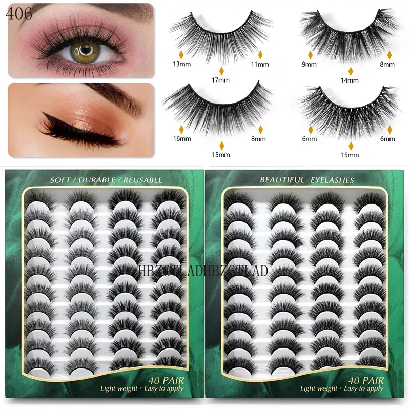 400 Pairs 3D Mink Hair False Eyelashes 15-25mm Lashes Thick Long Wispy Fluffy Handmade Cruelty-free Mink Eyelash Makeup Tools