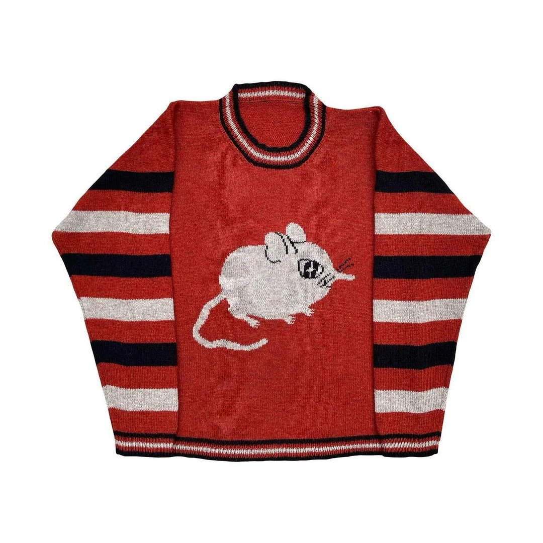 Женский свитер Y2K одежда винтажный вязаный шерстяной джемпер с круглым вырезом