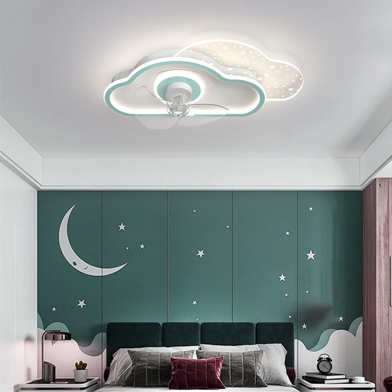 

New Modern Ceiling Fan with Led Lighting Remote Control Indoor Decoration With White Cloud Shape For Bedroom Indoor Lightings