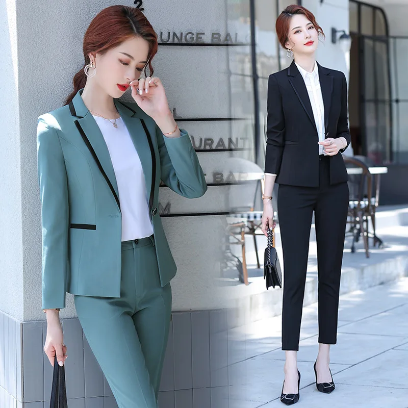 

9023 Suit Women's Spring and Autumn Business Wear Fashionable Elegant Slim White Collar Business Formal Wear Work Clothes Workwe