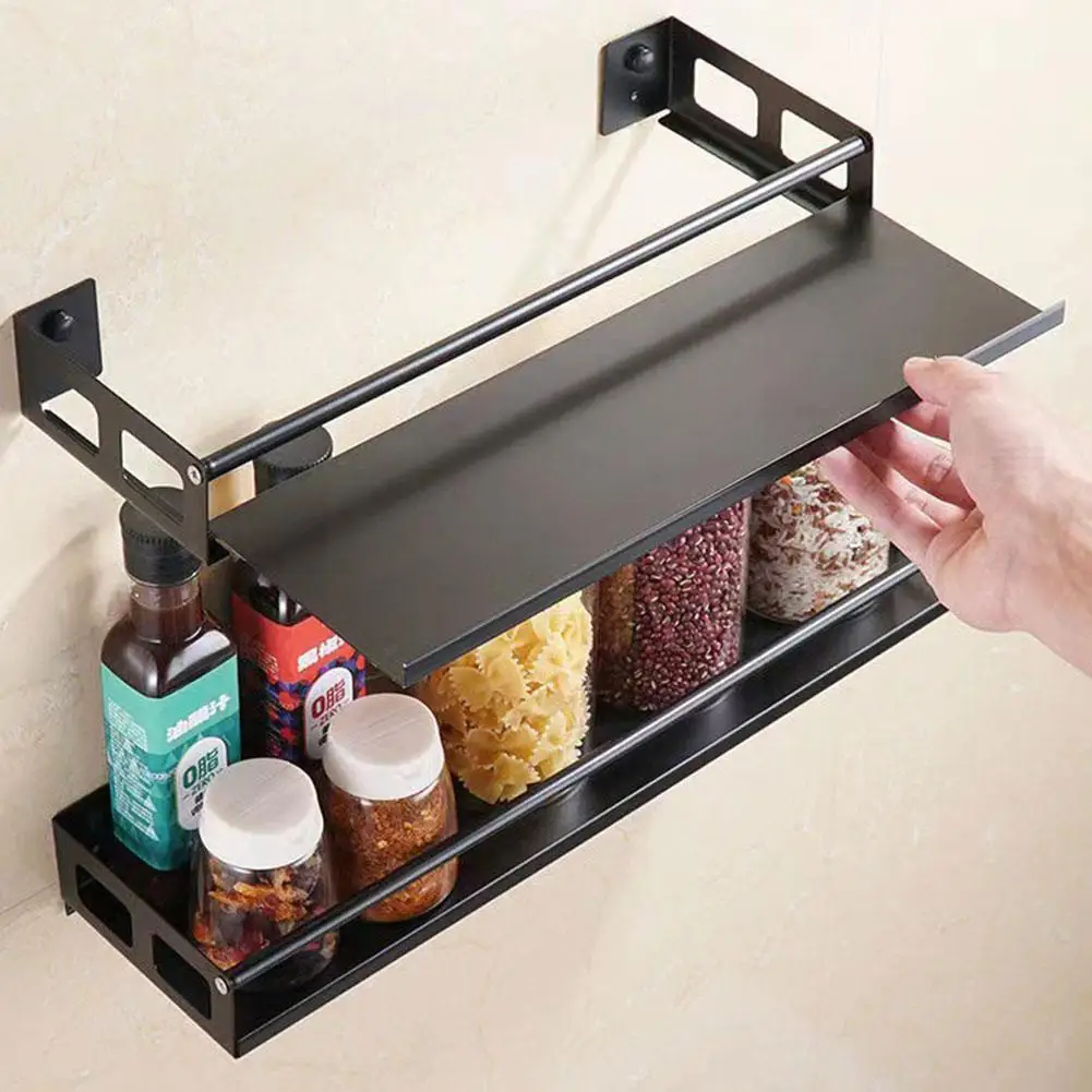 

Wall-mounted Bathroom Shelf Shower Shampoo Rack Holder Kitchen Punch Condiment Free Bathroom Basket Storage O4z5