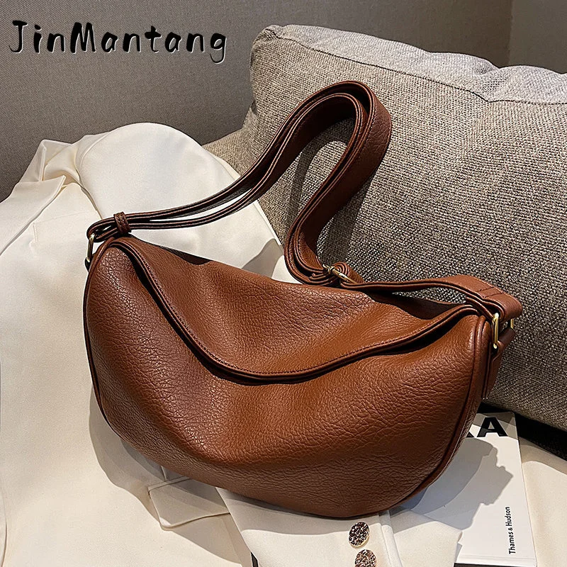 

Large Crossbody Bags for Women 2023 Winter High Capacity Handbags Solid Soft Shoulder Bags Female Travel Hobos Bag
