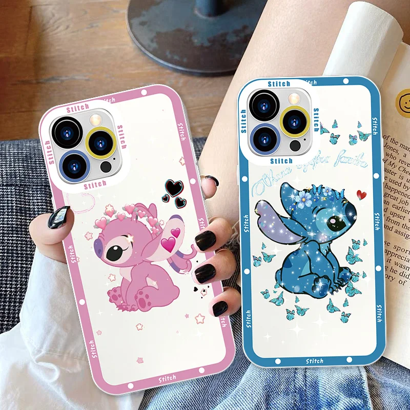 

Cute Disney Stitch Cartoon For Apple iPhone 14 13 12 11 XS XR X Pro Max mini 8 7 6S 6 Plus Angel Eyes Transparent Phone Case