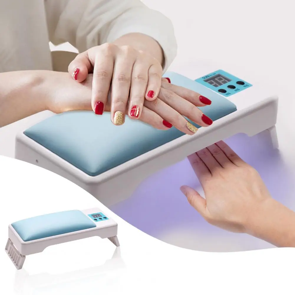 

1 Set Nail Hand Pillow UV Lamp Digital Display Foldable Timer Quick Drying Manicure Hand Pillow Phototherapy Lamp for Home