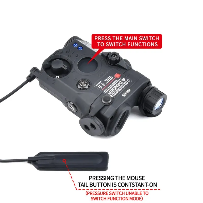 Тактический набор фонариков PLHv2 Wadsn LA-5B PEQ15 Красный Синий Зеленый Точечный Лазер