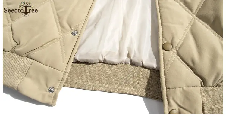 Winter Casual Men's Parkas Solid Color Diamond Long Sleeve Single Breasted Thick Jacket