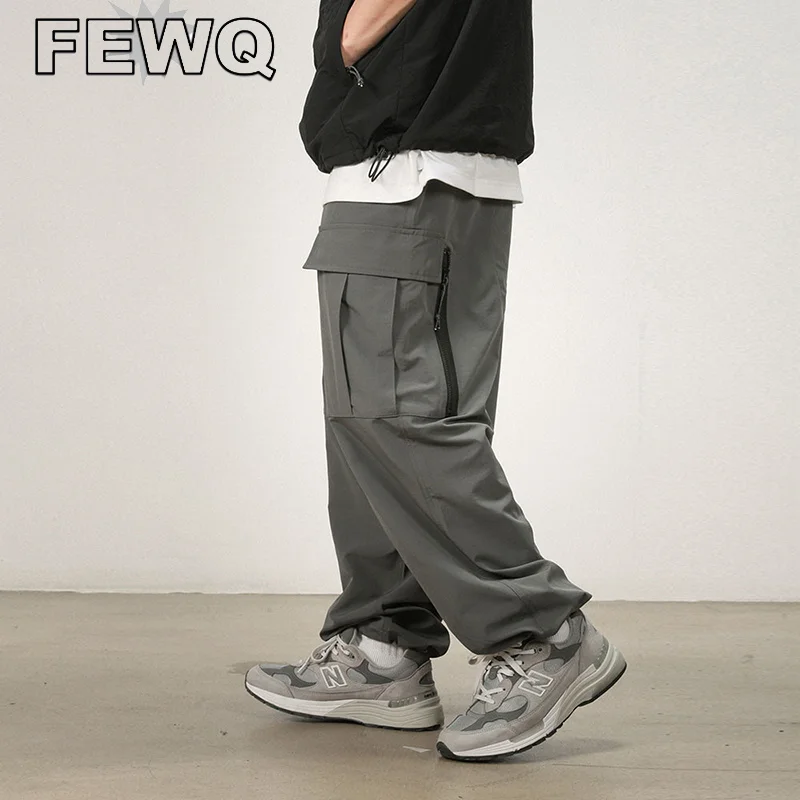 

FEWQ Zipper Spliced Cargo Pant Tech Wear Men's Overall Harajuku Male Trousers Vintage Safari Style Casual Autumn 2023 New 24B855