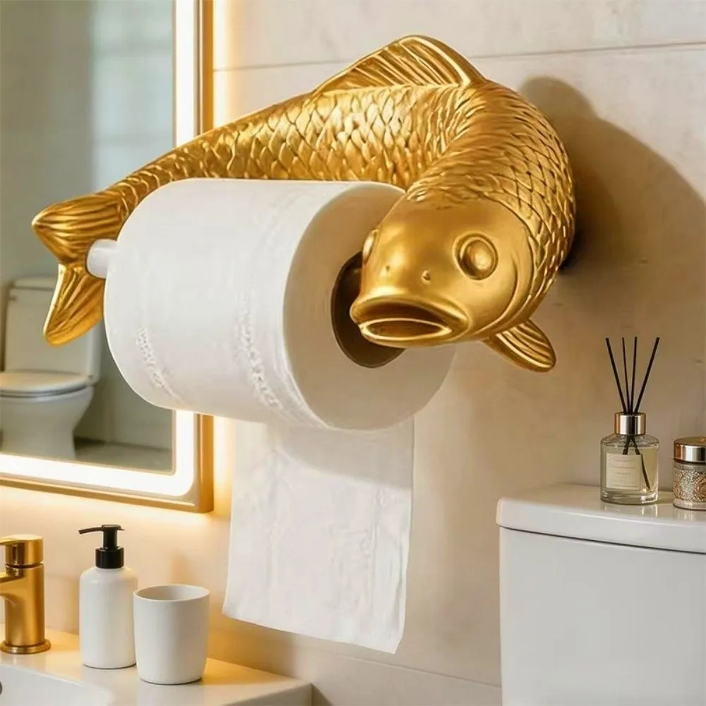 Фото Держатель для туалетной бумаги Golden Carp, настенный, водонепроницаемый, пластиковый, винтажный, без сверления №2