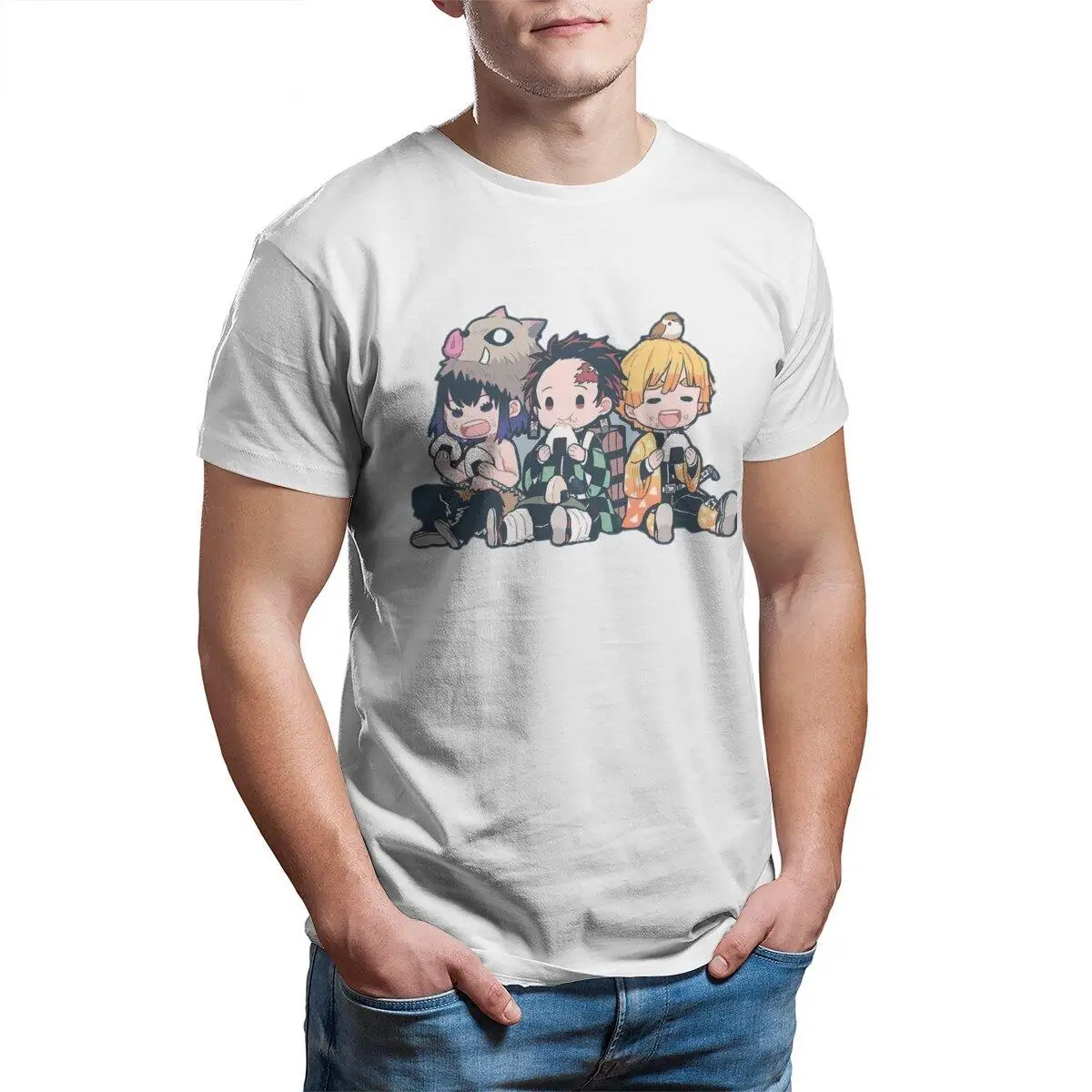 

Men's T-Shirts Demon Slayer Kimetsu No Yaiba Hipster Pure Cotton Tees Japanese Anime Kawaii Cartoon T Shirts Clothes Printing