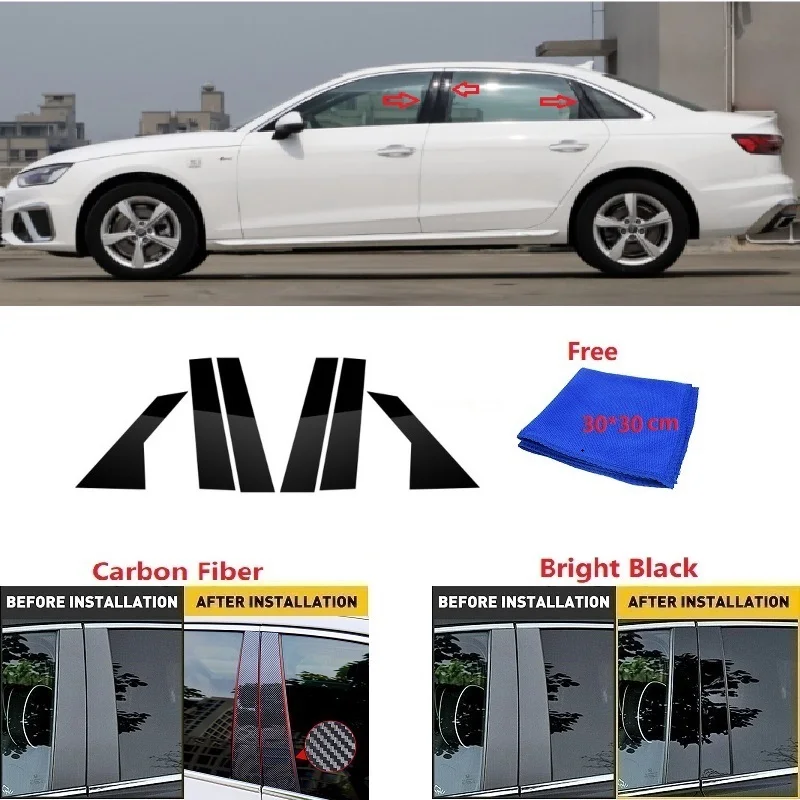

Carbon fibre Window Trim Cover BC Column Sticker Fit For Audi A4L/S4 2017-2021 Polished Pillar Posts
