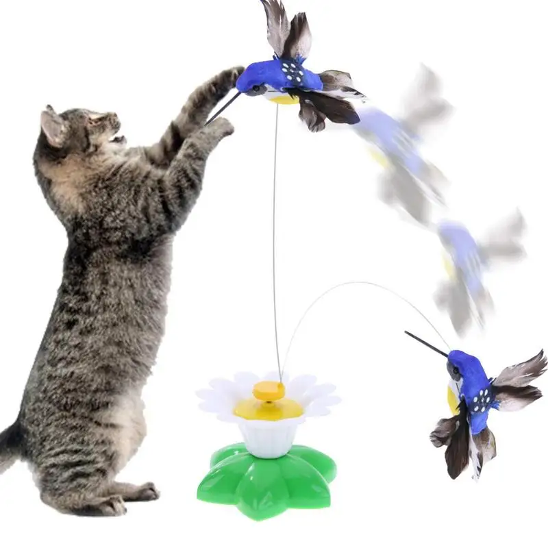 Electric Hummingbird Shape Interactive Pet Toy Funny Cat Teaser Toy 360 Degrees Rotatable Pet Supplies For Indoor Kitten
