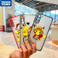 cute anime pikachu lovely for samsung galaxy s22 s21 ultra s20 fe lite s10 s9 s8 plus 5g frosted translucent phone case