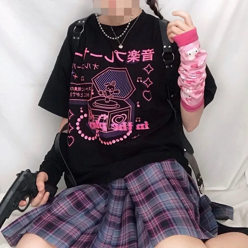 

Модная футболка в Корейском стиле для девушек, женские повседневные футболки с коротким рукавом, Y2k Топ, кавайная одежда, винтажные летние т...