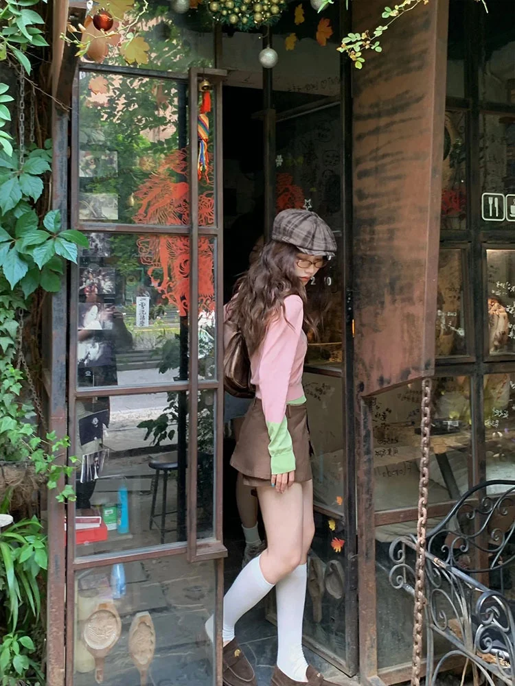 Универсальный модный вязаный свитер с двойными лацканами во французском стиле