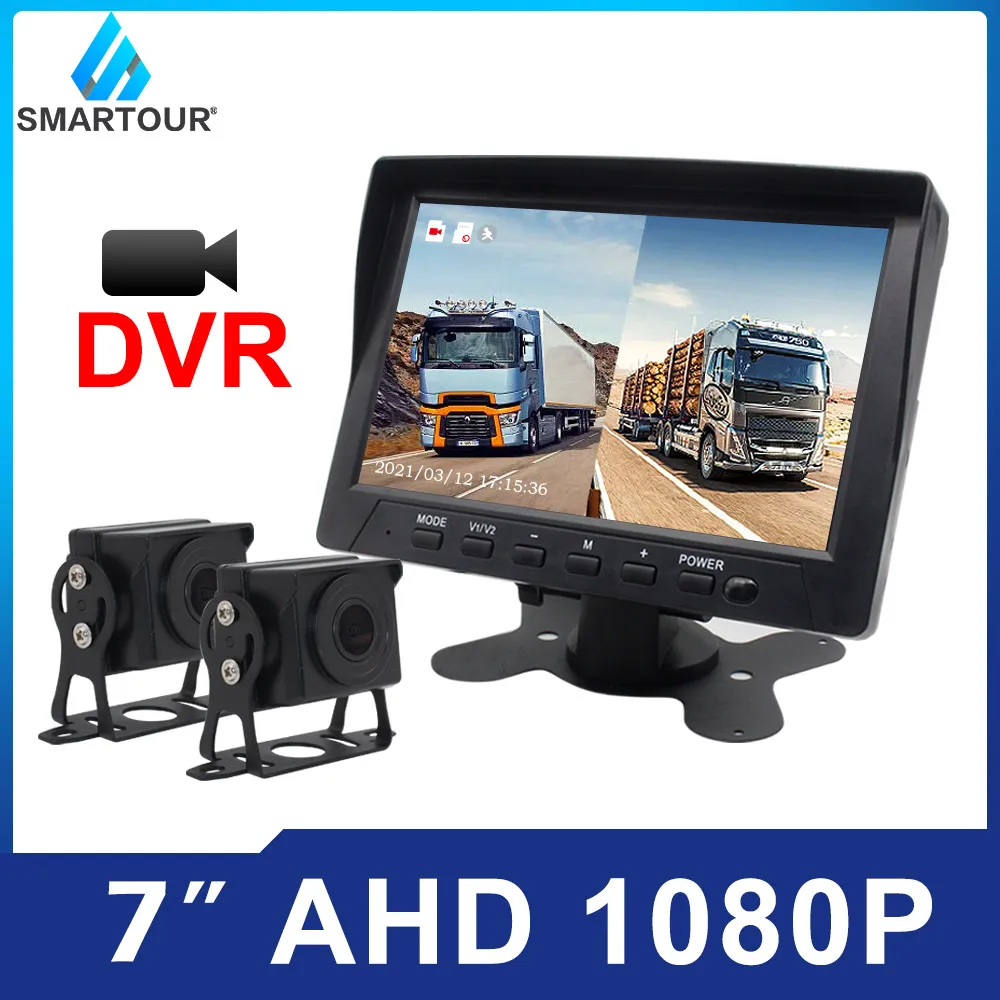 

7-дюймовый 1080P видеорегистратор, AHD ИК камера заднего вида для грузовика, автомобиля, IPS-монитор, солнцезащитный козырек, поддержка SD-карты