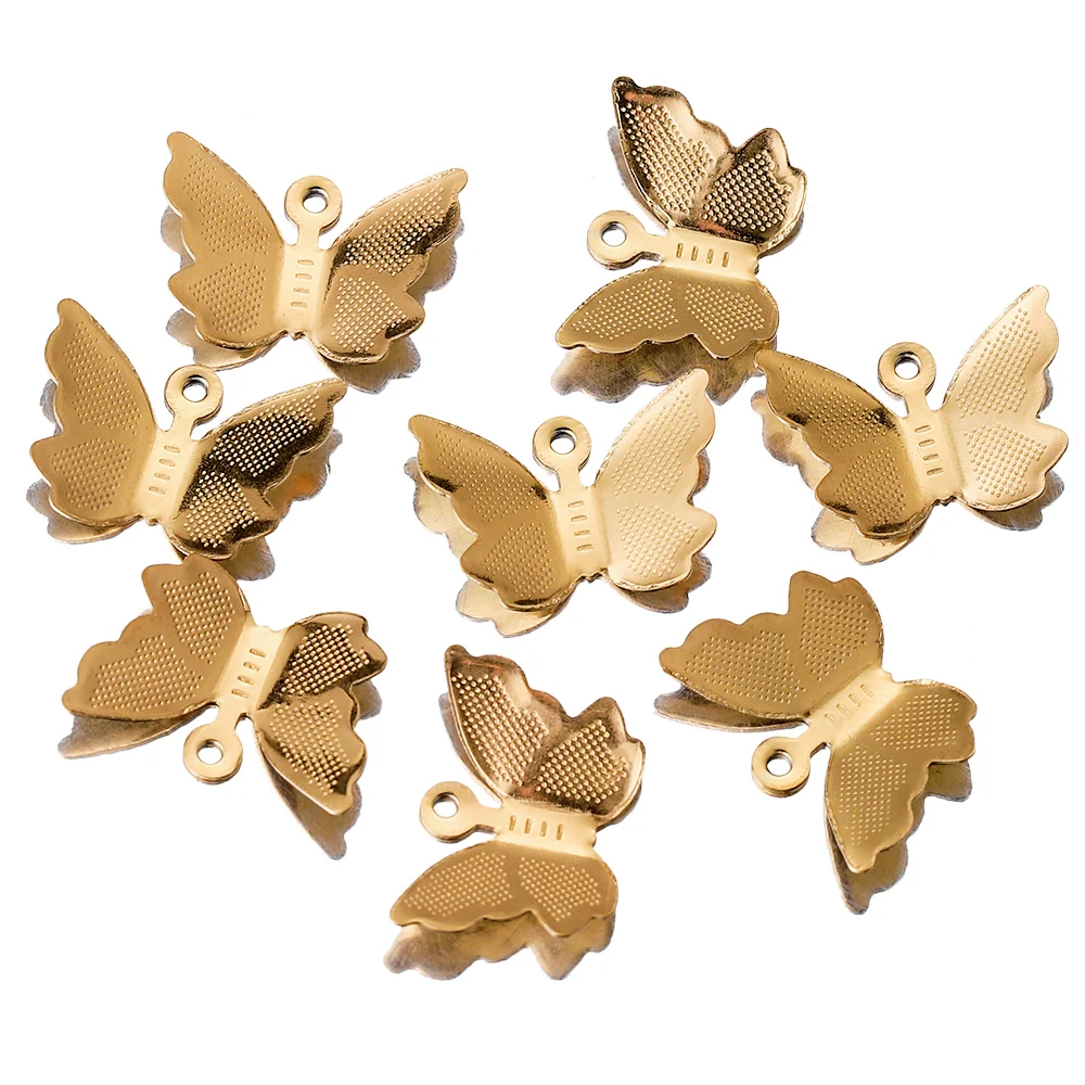 

20pcs Stainless Steel Butterfly Charms for Jewelry Making Gold Plated Pendants for Connection DIY Necklace Bracelet Wholesale