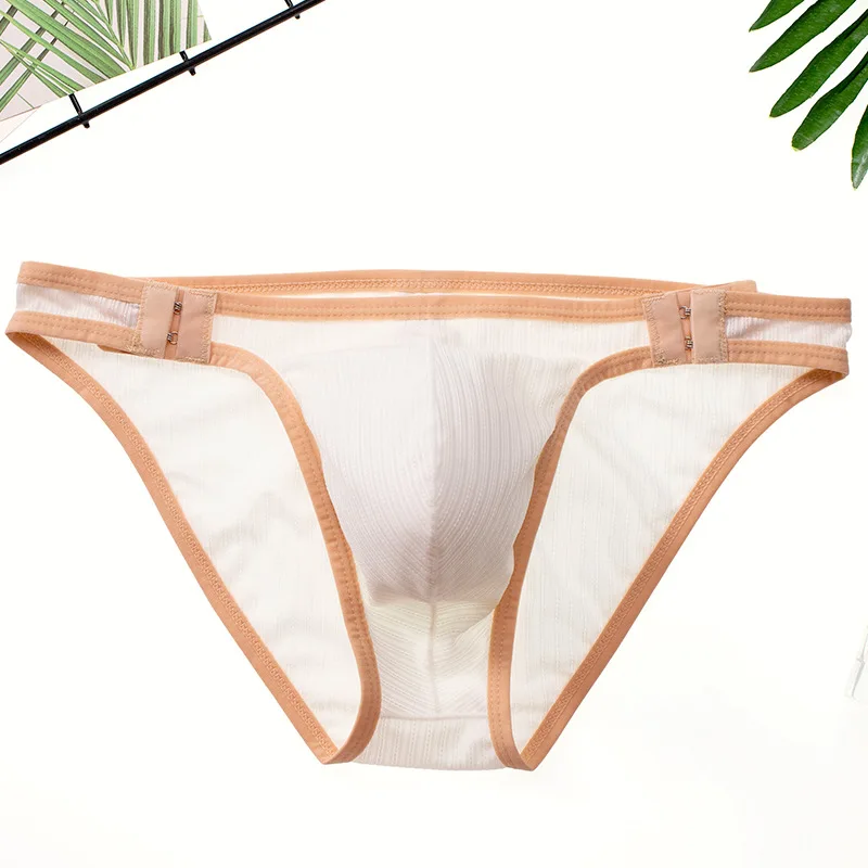 5PCS Men's color blocking fast drying adjustable size open Briefs sexy skin friendly low waist bikini