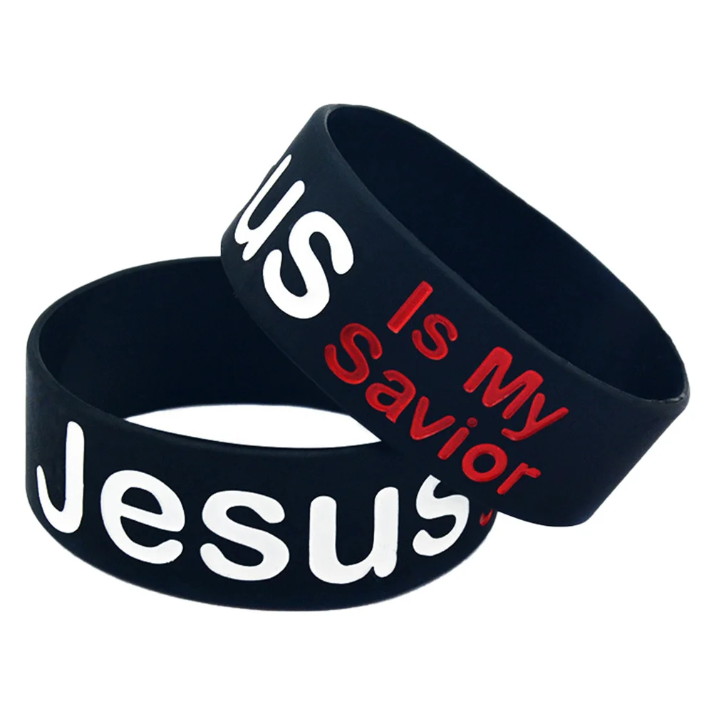

2 PCS Jesusismysavior Silicone Bracelet Wristband Letters Decor Stylish Bangle Silica Gel Female Men Women