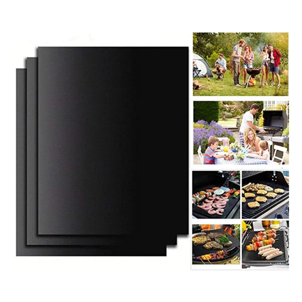 

Outdoor bbq barbecue mat fiberglass non-stick high temperature resistant barbecue mat set BBQ Grill Mat