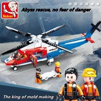 sluban building block toys army sea rescue helicopter 402pcs bricks b0886 compatbile with leading brands