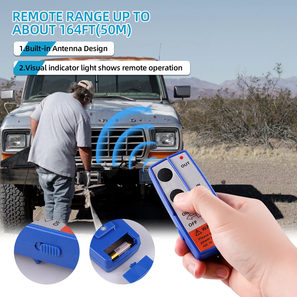 

Car Hand Held Digital Wireless Winches Remote Control Recovery Kit 2.4G 164FT With Manual Transmitter For Car Jeeps SUV 12V 24V