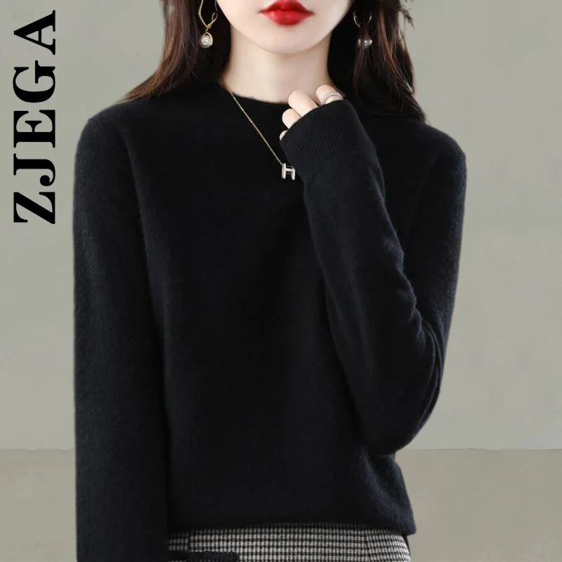 

Женский трикотажный свитер Zjega, новый стильный милый трикотажный свитер с круглым вырезом, пуловеры в стиле Харадзюку, свободные сексуальны...