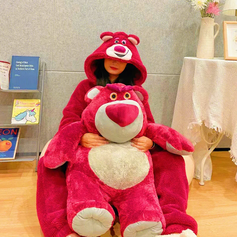 Коралловый бархатный кигуруми для взрослых клубничный медведь аниме