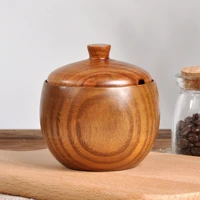 solid wood seasoning pot creative seasoning bottle wooden retro solid wood salt shaker with lid seasoning pot kitchen tools 2021