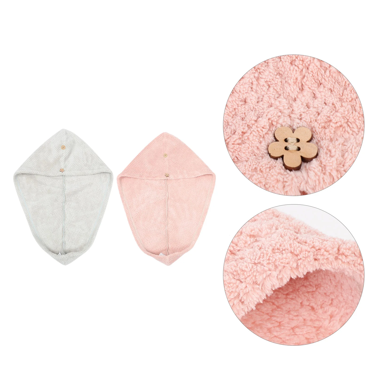 

2pcs Home Use Girl Dry Hair Hats Water Absorbent Hats Supple Dry Hair Hats