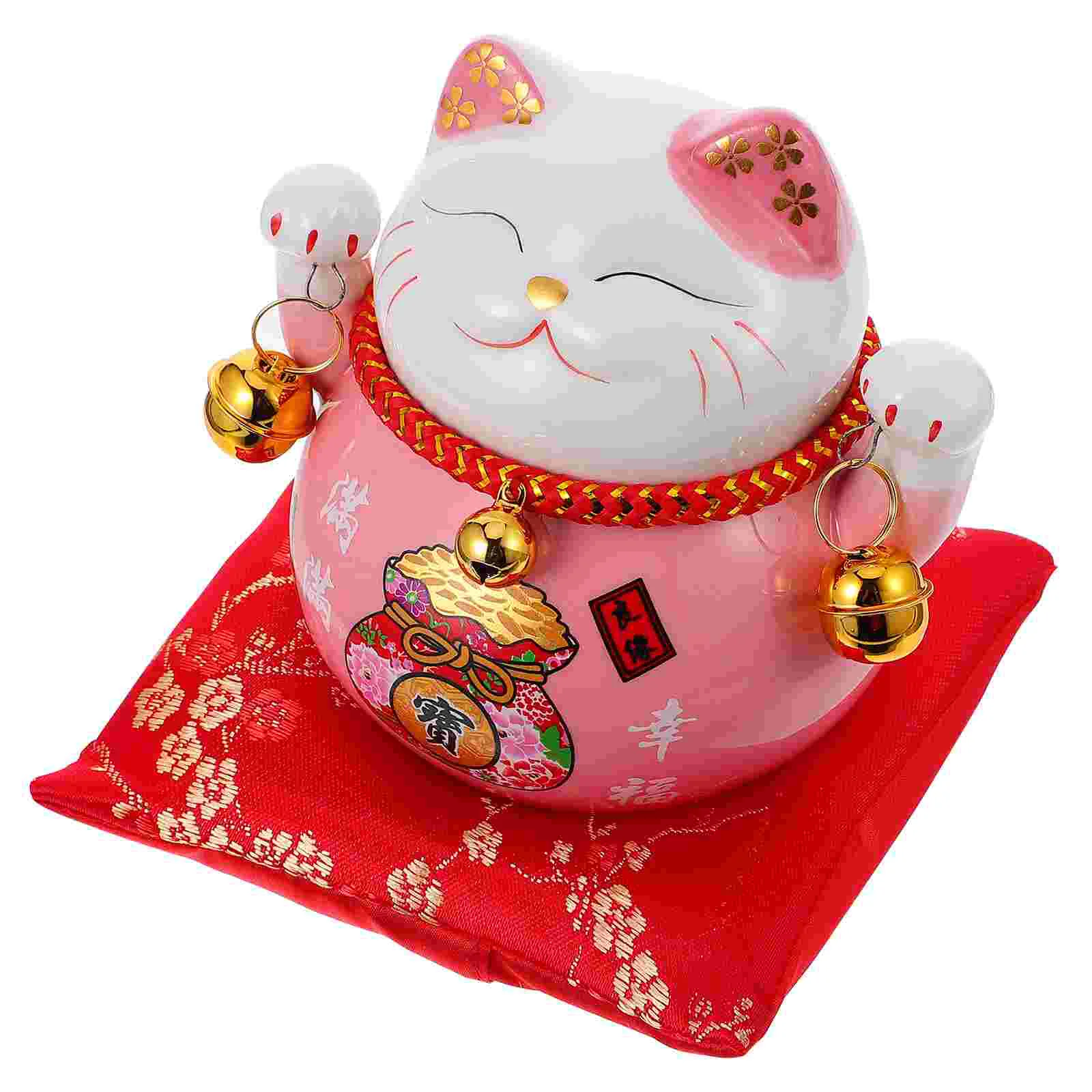 

Cat Bank Lucky Piggy Moneyceramic Maneki Figurine Box Saving Neko Statue Fortune Pot Waving Chinese Ornament Car Japanese Mini