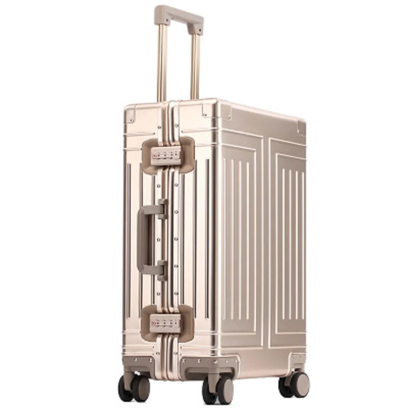 Customization Top quality 100%  aluminum-magnesium boarding Rolling Luggage Perfect for  Spinner brand Travel Suitcase