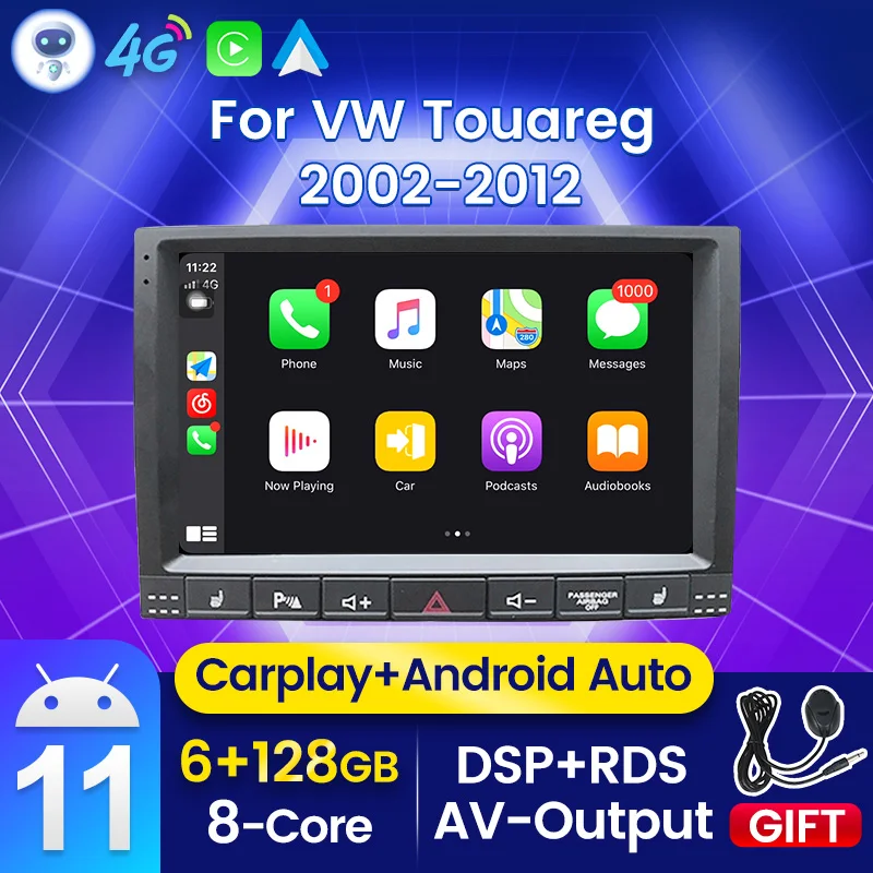 Автомобильный радиоприемник 6 ГБ 128 Android 11 для VW Touareg GP 2002-2010 2012 Умный