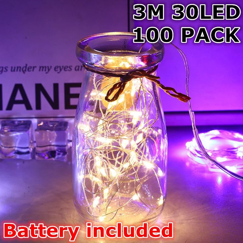 

Battery Include 20-100 Pack 3M 30LED Copper Wire LED String Lights Holiday Fairy Lights Street Garland for Christmas Party Decor