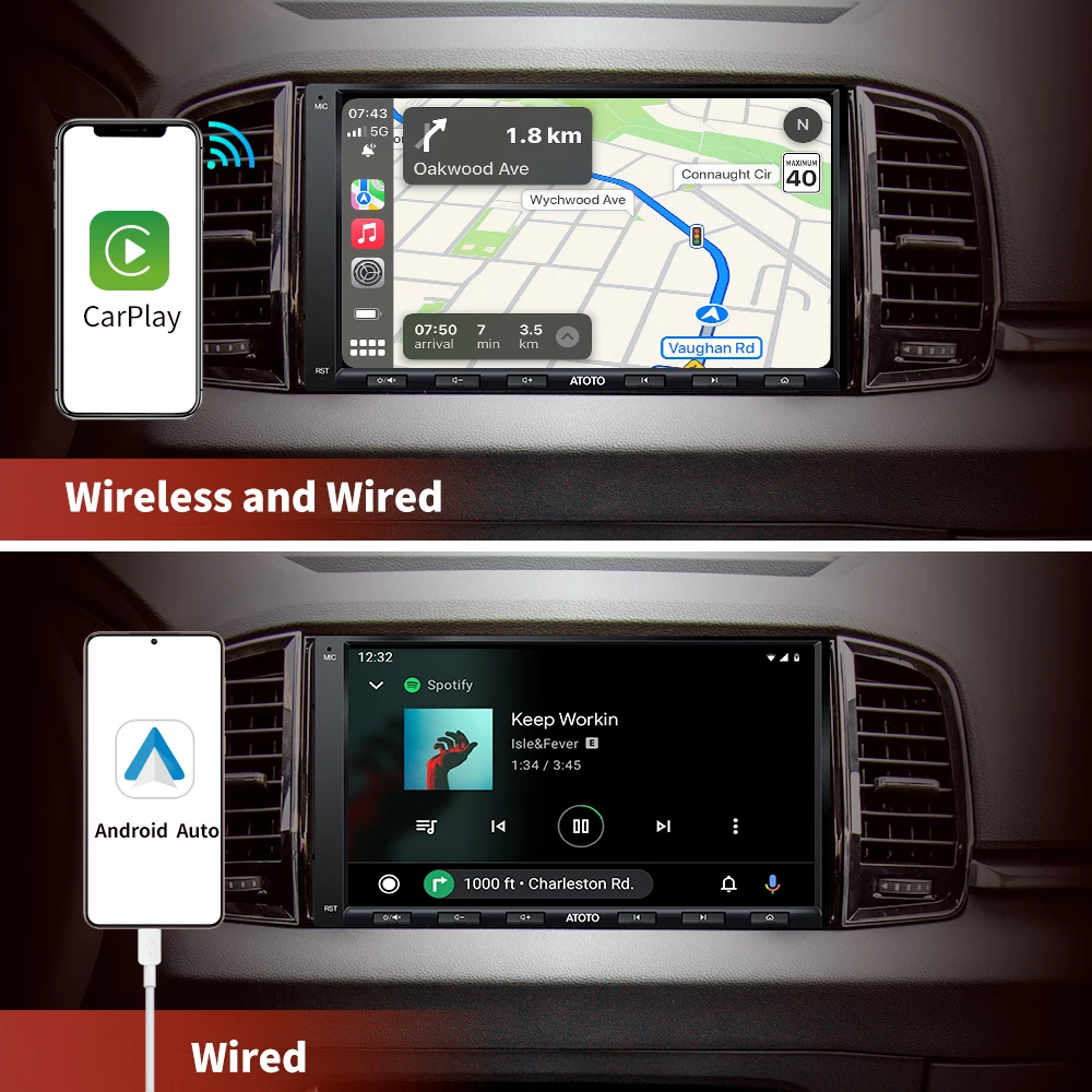 Мультимедийная магнитола ATOTO Автомобильная система на Android с 7-дюймовым сенсорным