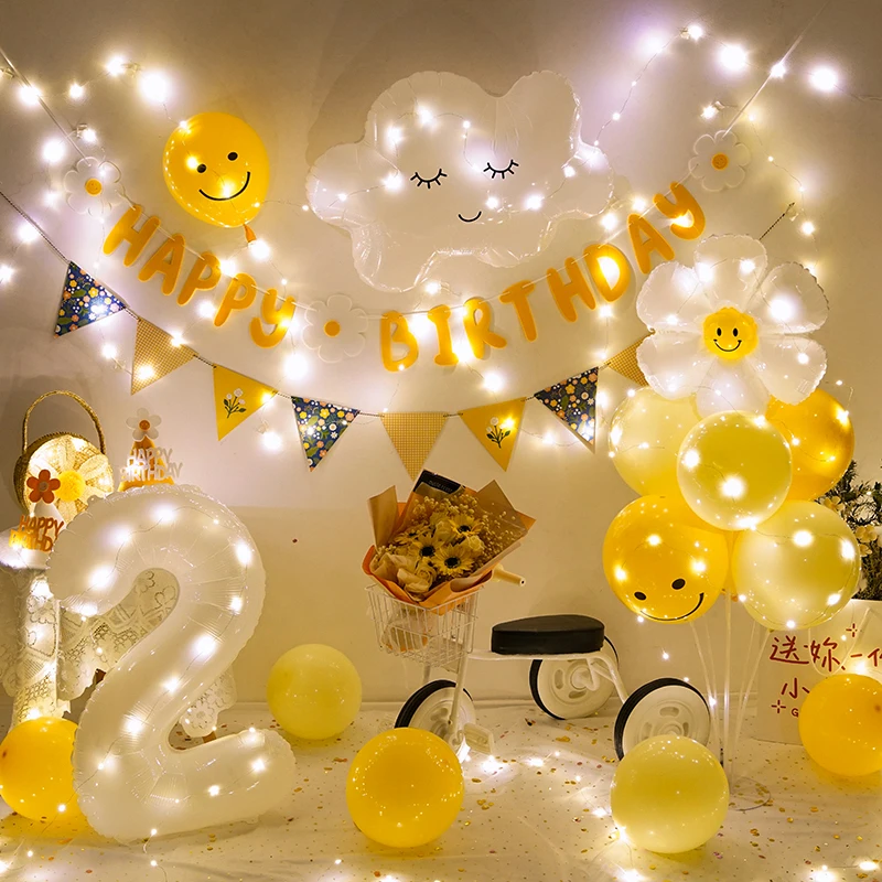 

Украшение на день рождения, набор воздушных шаров для ребенка в один год, фон для еды, настенная сетка, красное мультяшное украшение для детс...