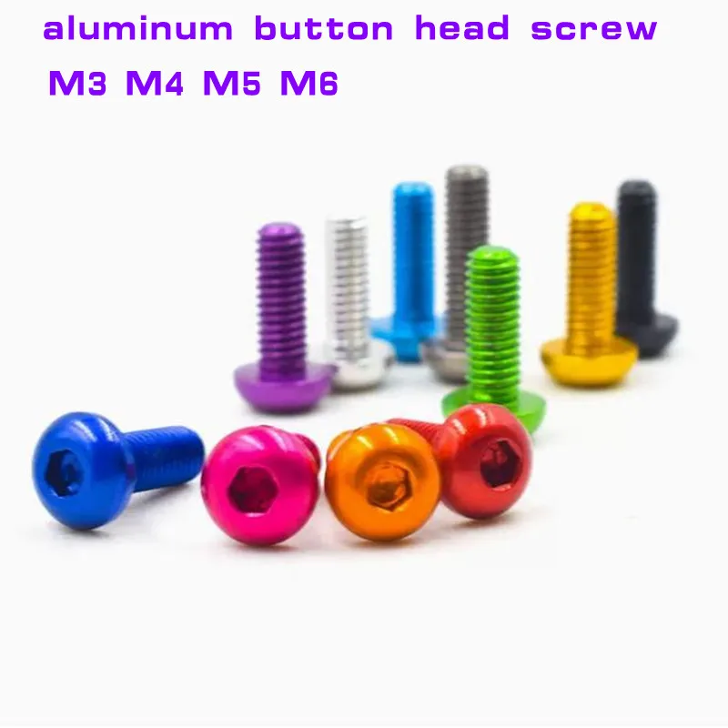 10pcs aluminum button head screw M3 M4 M5 M6  colourful Aluminum hex socket pan round head screw