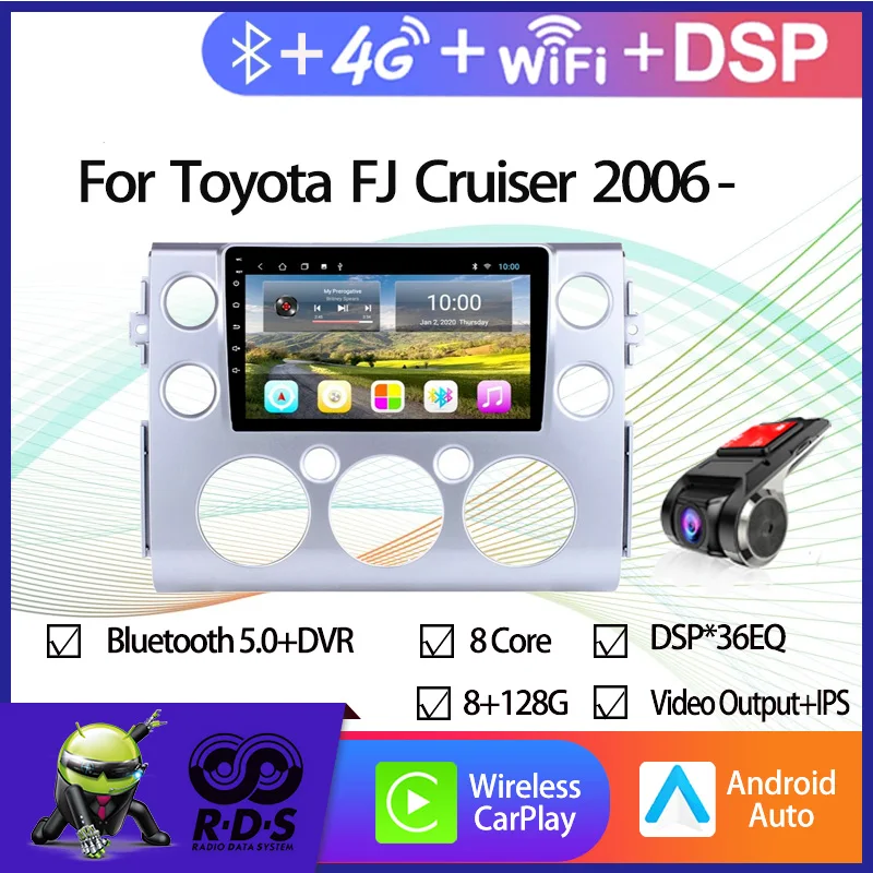 

4G+64G Android 11 Car GPS Navigation For Toyota FJ Cruiser 2006- Auto Radio Stereo Multimedia Player With Wifi 4G AHD CARPLAY