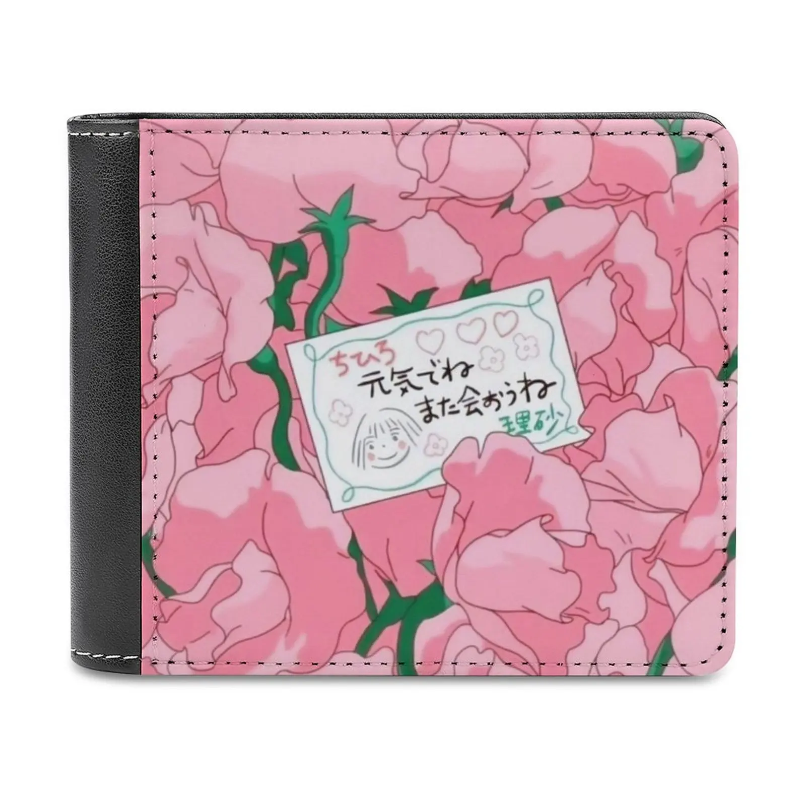 

Spirited Away Goodbye Flowers Leather Wallets Men Wallet Credit Business Card Holders High Quality Wallet Spiritedaway Flowers
