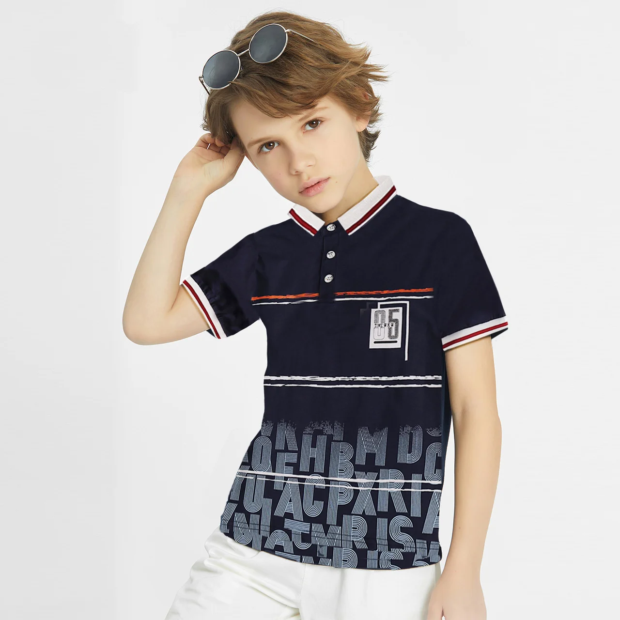

Henzworld 2022 New Kids Shirt Boys Tops Children Clothes Wear T-shirt Sunshine Handsome Lapel Polo T-Shirt Summer Boys Tops