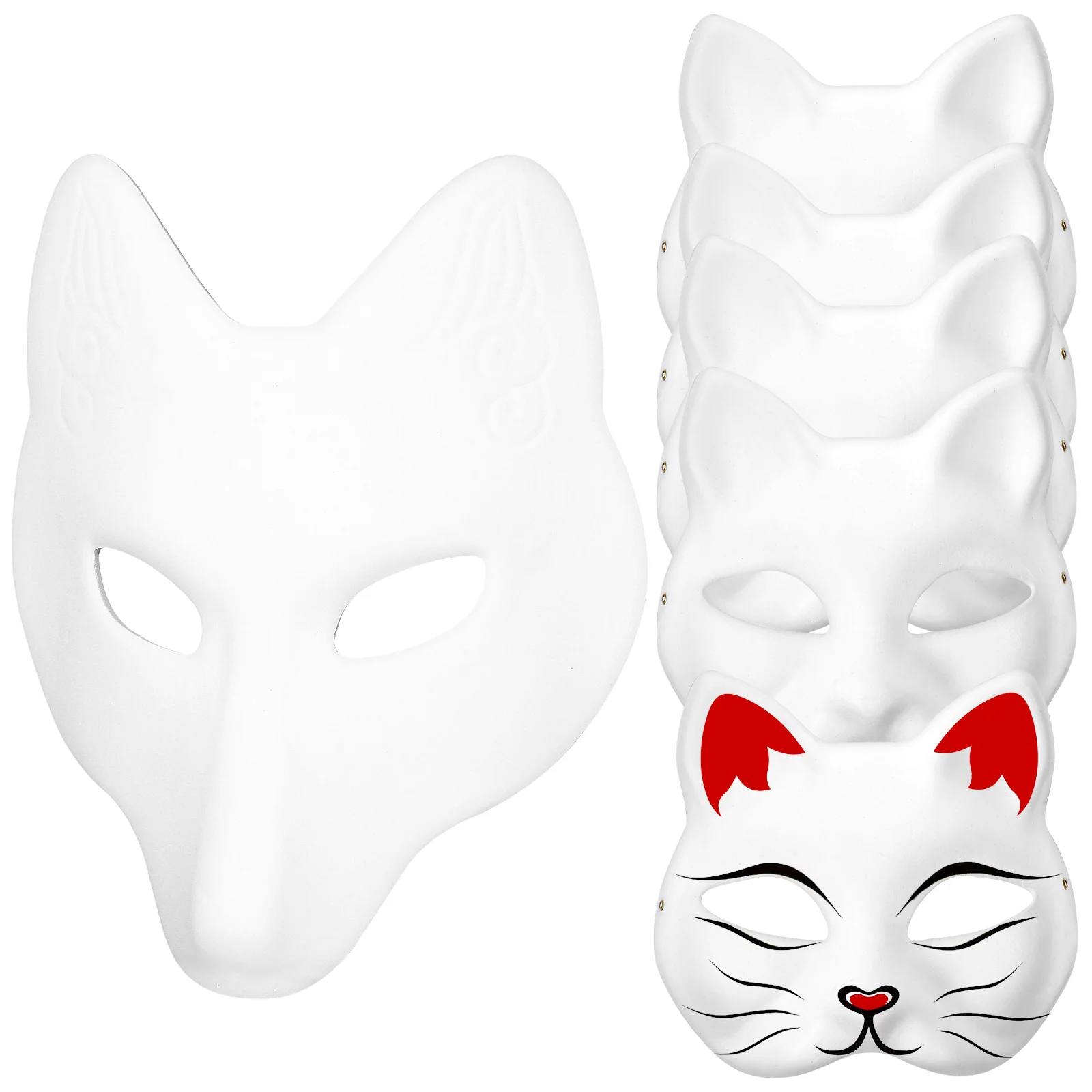 

1 Set of Cat Masks with Fox Mask Paper Masks Hand Painted Blank Mask for Decorating DIY Painting Masquerade Cosplay Party