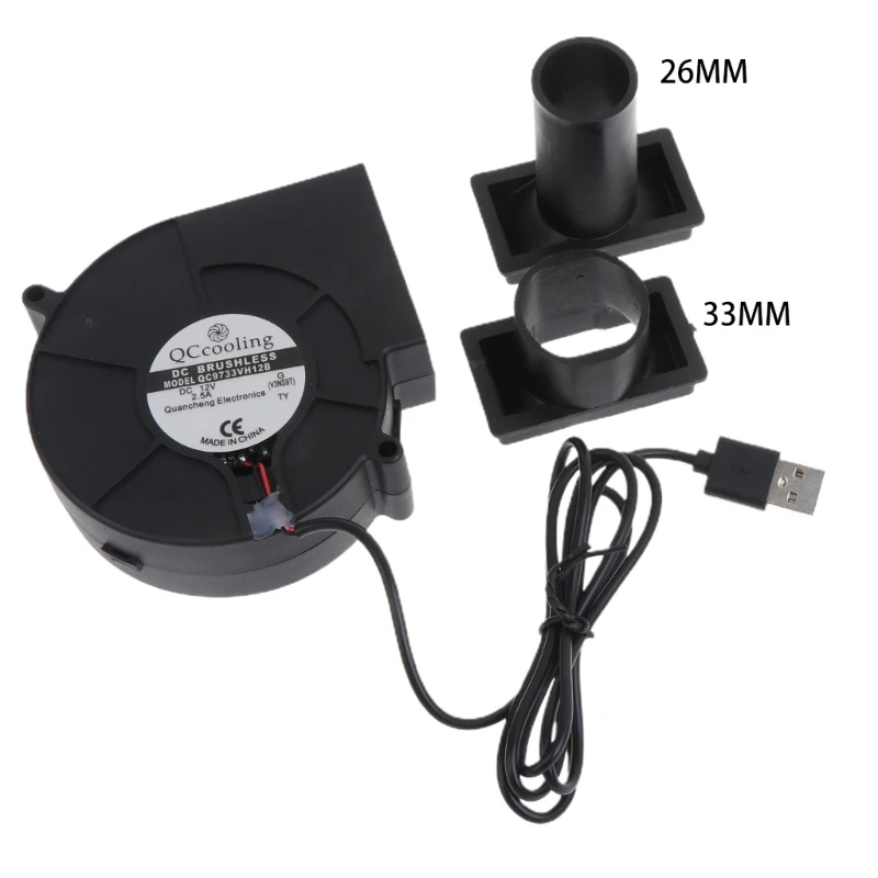 

DC9733 BBQ Fan Grills Fan Cooking Blower with 33mm/26mm Air Duct for Smokehouse Camping Charcoals Starter USB 5V Dropship