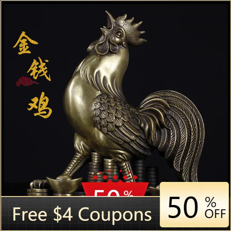 

Copper Pure Copper Chicken Fu Chicken Ornaments Copper Cock Chinese Zodiac of Rooster Home Office Crafts Ornaments