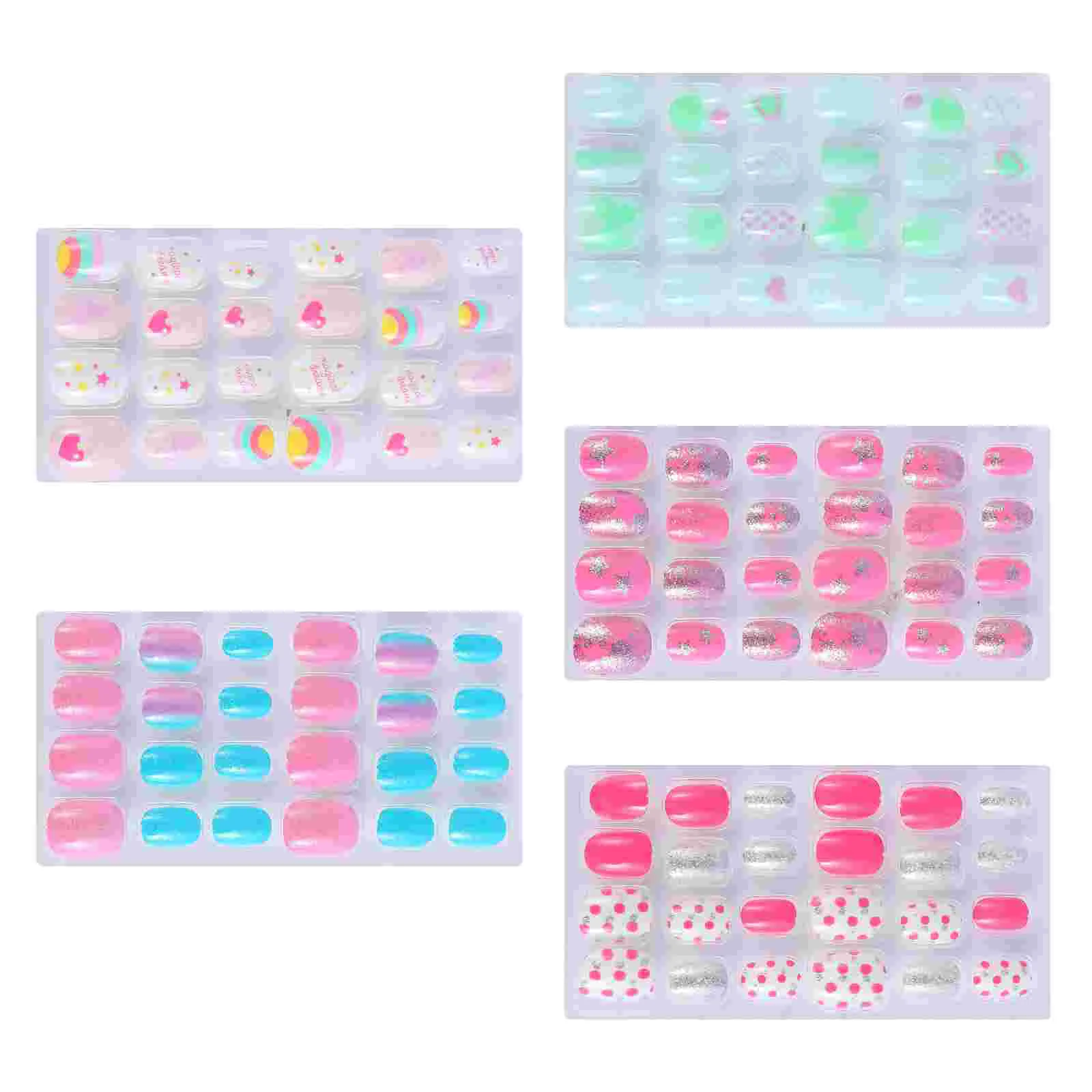 

120 Pcs Cartoon Stickers for Kids Children's Nail Press False Fake Nails Manicure Girl
