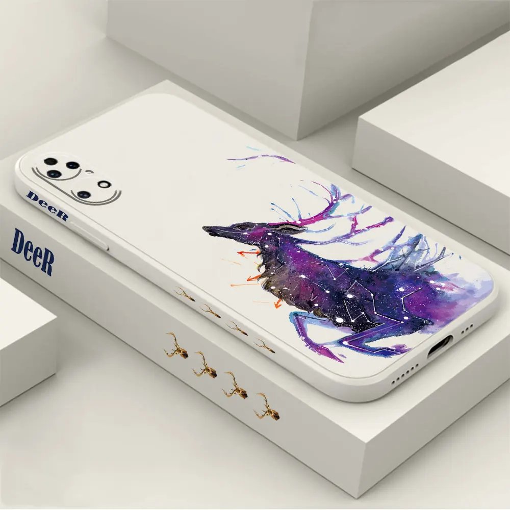 Starry Elk Deer Phone Case For Huawei P60 P50 P40 P30 P20 Mate 50 40 30 20 20X 10 Colour Liquid Silicone Cover Funda Cqoue Capa