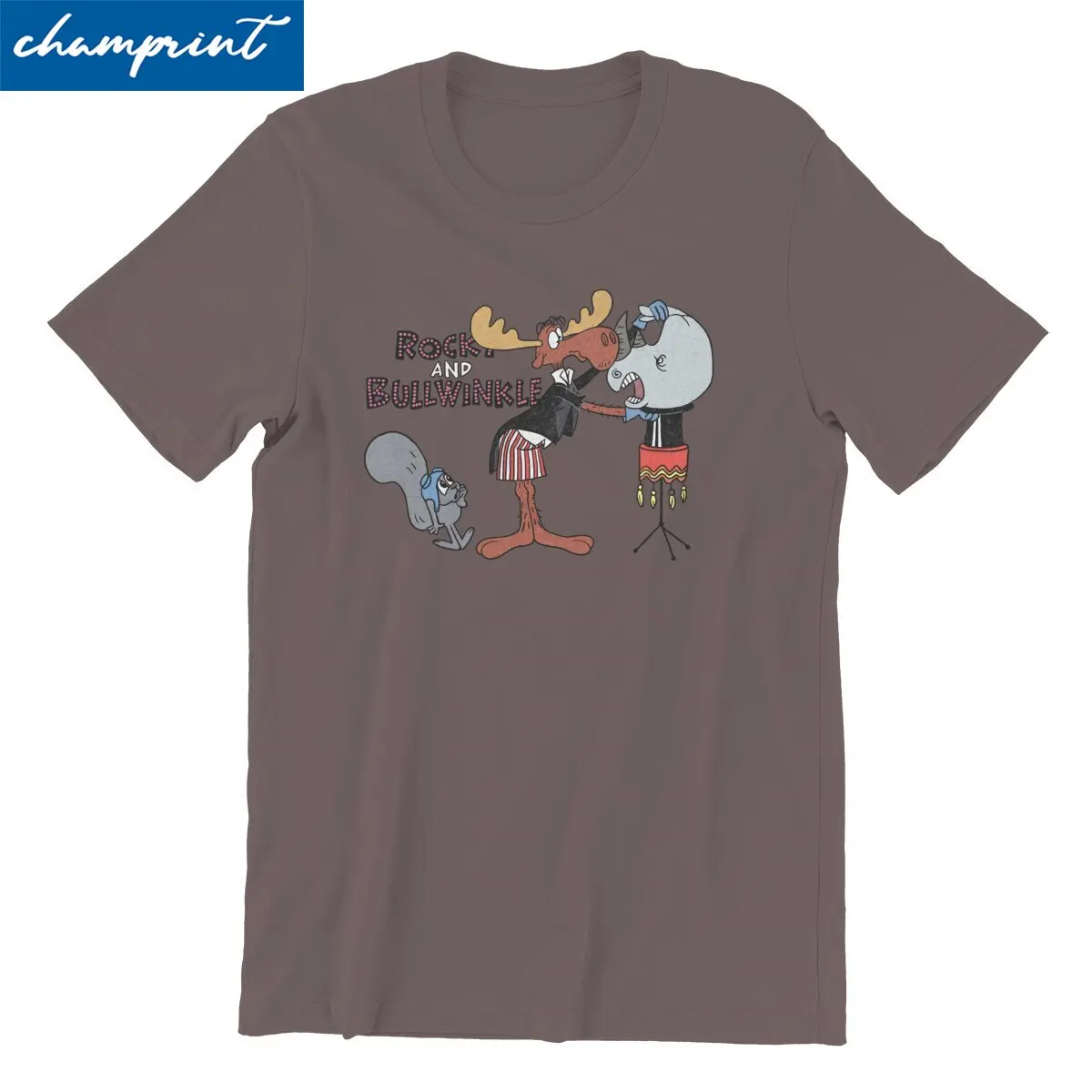 

Jay Ward Cartoons Rocky and Bullwinkle Men T Shirts Novelty Tees Short Sleeve O Neck T-Shirt Pure Cotton Plus Size Tops